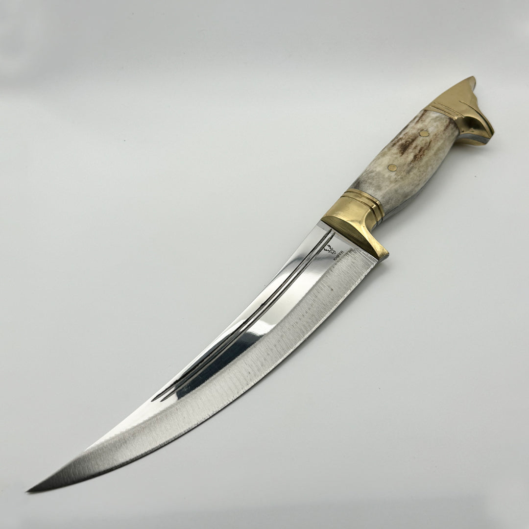 Canadian Buckhorn Dad Wolf Head Hunting Knife